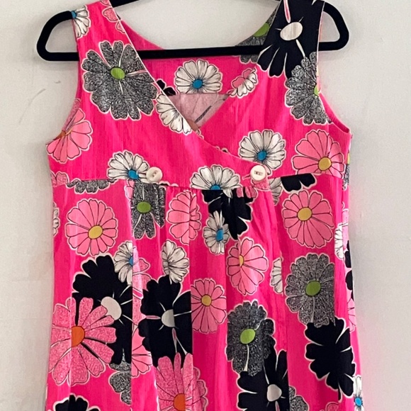 Hot pink floral Hawaiian print, maxi dress - Picture 7 of 10